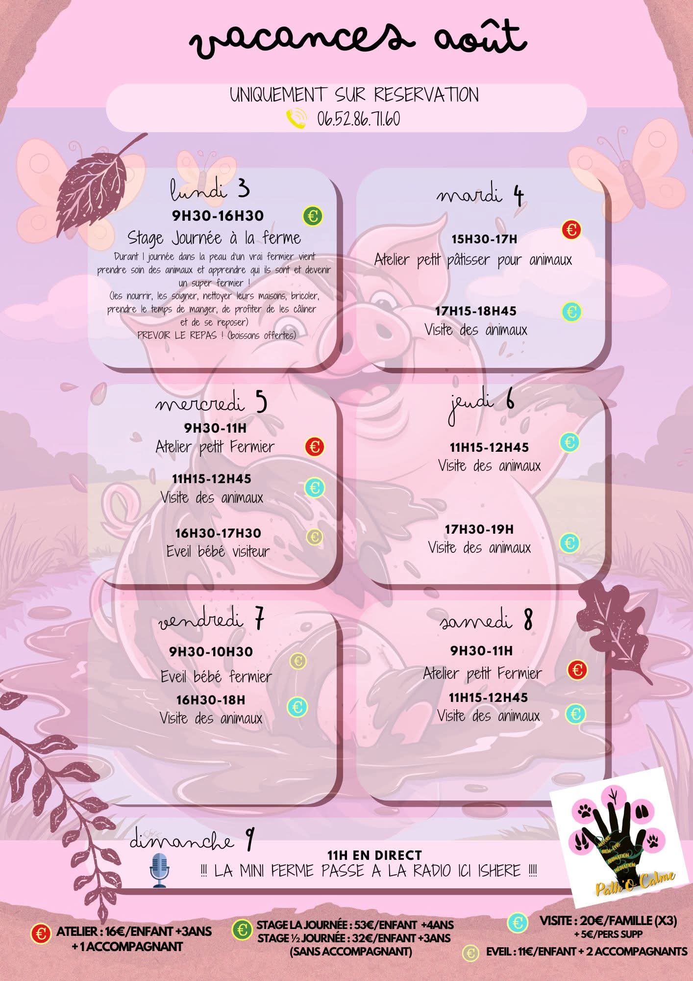 Planning du mois d'août 1